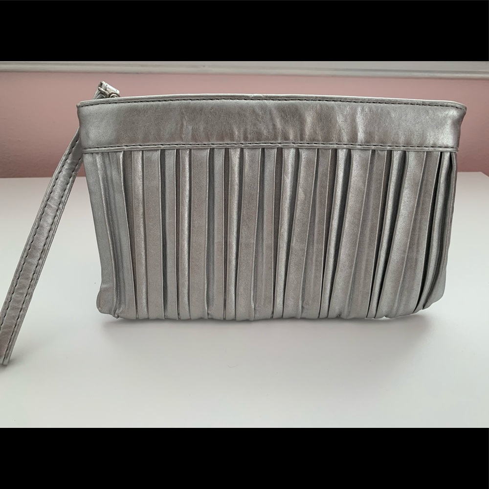 Silver clutch bag